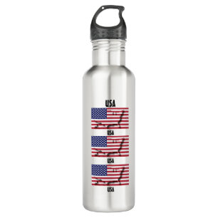 USA AMERICA FLAG Personalised Text 3 Photo 710 Ml Water Bottle