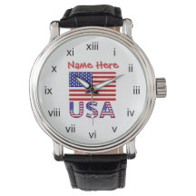 USA America Flag Red Personalised Roman Numeral
