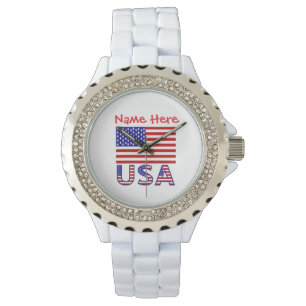 USA America Flag Red Personalised Women's  Watch