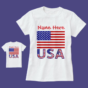 USA America Flag Red Personalized Women's T-Shirt