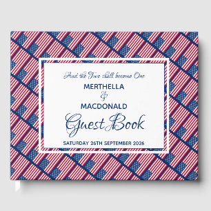 USA AMERICA FLAG Scripture Custom Wedding Guest Book
