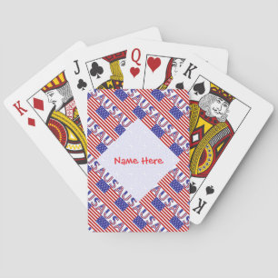 USA America Flag Tiled Red Personalized  Playing Cards