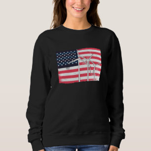 USA America Flag Wind Turbine Energy Sweatshirt