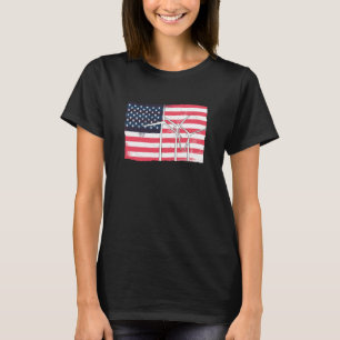 USA America Flag Wind Turbine Energy T-Shirt