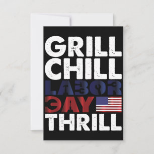 Usa America Grill Chill Labour Day Thrill BBQ Part Thank You Card