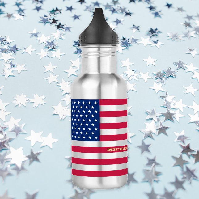 USA America National Flag Patriotic Stars Stripes 532 Ml Water Bottle (USA America National Flag Patriotic Stars Stripes Water Bottle)