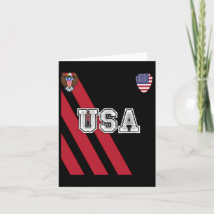 Usa America Soccer Jersey Red Blue Football Ball T Card