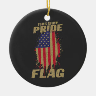 USA American 4th of July Patriotic Pride Flag Ceramic Ornament