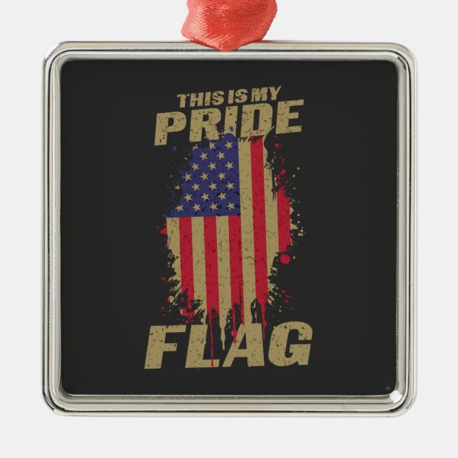 USA American 4th of July Patriotic Pride Flag Metal Ornament (Front)