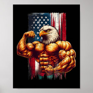Usa American America Flag Bodybuilding Bodybuilder Poster