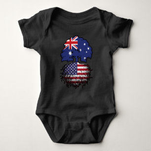 USA American Australian Australia Tree Roots Flag Baby Bodysuit