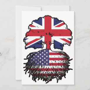 USA American British UK Tree Roots Flag Invitation