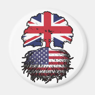 USA American British UK Tree Roots Flag Magnet