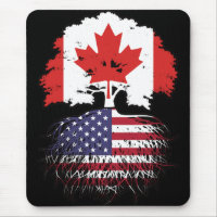 USA American Canadian Canada Tree Roots Flag