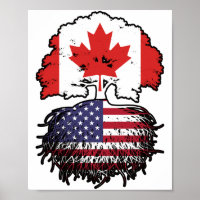 USA American Canadian Canada Tree Roots Flag