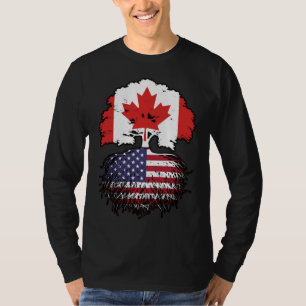 USA American Canadian Canada Tree Roots Flag T-Shirt