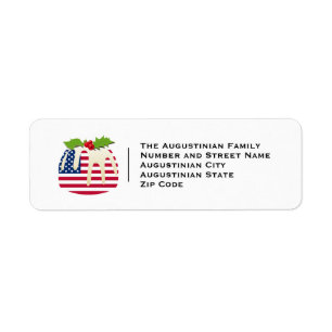 USA AMERICAN Christmas Return Address Label