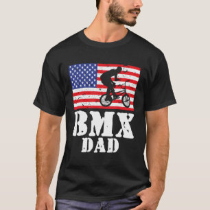 Usa American Distressed Flag Bmx Dad Men Gift For  T-Shirt