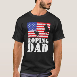 Usa American Distressed Flag Roping Dad Men For Hi T-Shirt