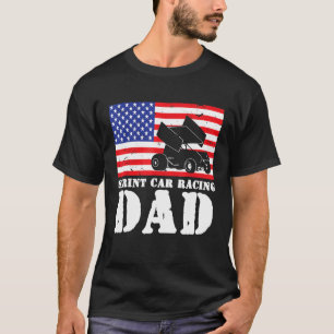 Usa American Distressed Flag Sprint Car Racing Dad T-Shirt