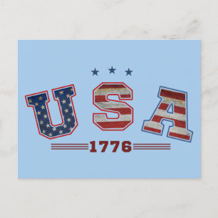 USA American Flag 1776  4th Of July Veterans Day Postcard