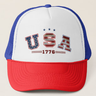 USA American Flag 1776 4th Of July Veterans Day Trucker Hat