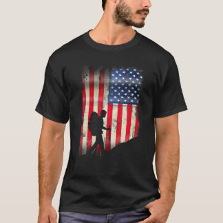 USA American Flag 4th of July Hiking Patriotic Hik T-Shirt