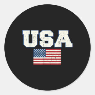 Usa American Flag 4th Of July Veterans Day Memoria Classic Round Sticker