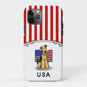 USA American Flag Airedale Terrier Dog - Cute iPhone 11 Pro Case