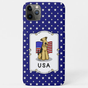 USA American Flag Airedale Terrier Dog - Cute iPhone 11 Pro Max Case