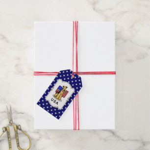 USA American Flag Airedale Terrier Dog - Cute Gift Tags