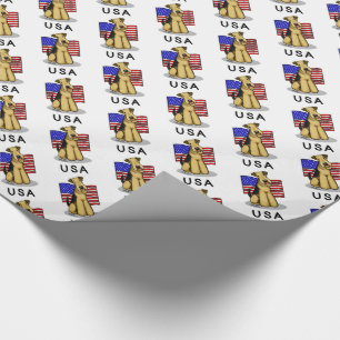 USA American Flag Airedale Terrier Dog - Cute Wrapping Paper