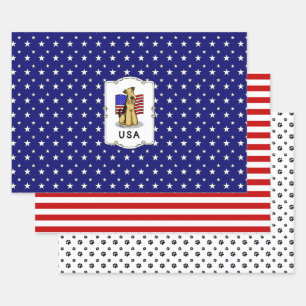 USA American Flag Airedale Terrier Dog - Cute Wrapping Paper Sheet
