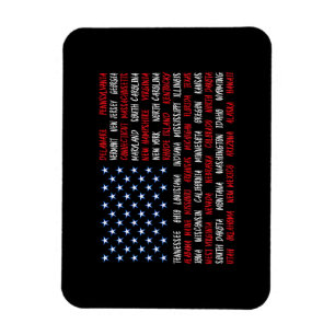 USA American Flag All 50 State Names Magnet