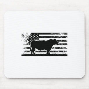 Usa American Flag - America Cow Black Angus Ranche Mouse Pad