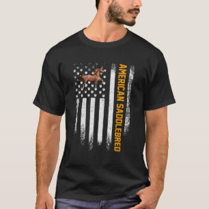 Usa American Flag American Saddlebred Horse T-Shirt