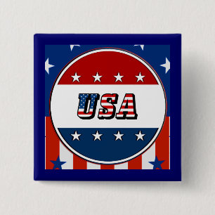 USA - American Flag and Stars in Circle #2 15 Cm Square Badge