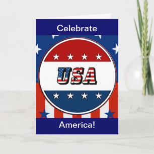 USA - American Flag and Stars in Circle #2 Card