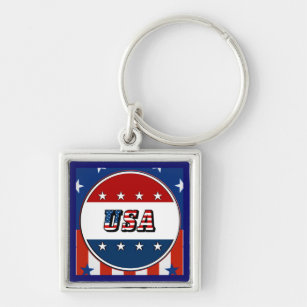 USA - American Flag and Stars in Circle #2 Key Ring