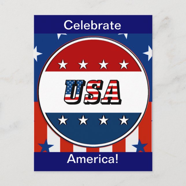 USA - American Flag and Stars in Circle #2, ZSSG Postcard (Front)