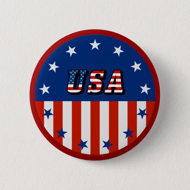 USA - American Flag and Stars in Circle Button (Front)