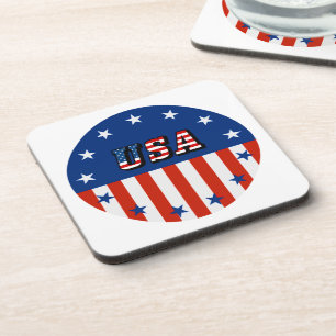 USA - American Flag and Stars in Circle Coaster