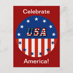 USA - American Flag and Stars in Circle Postcard