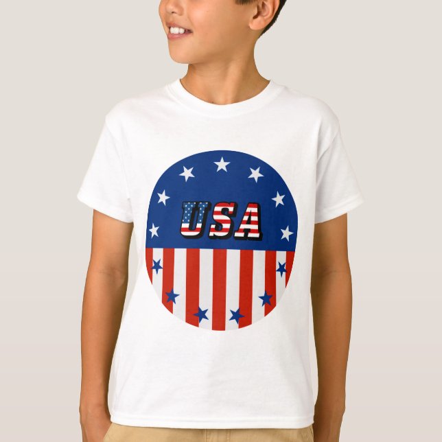 USA - American Flag and Stars in Circle Shirt (Front)