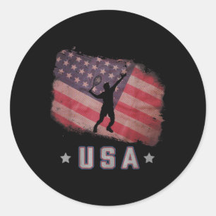 Usa American Flag Badminton Team Stars And Stripes Classic Round Sticker