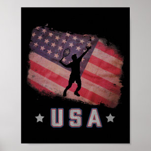 Usa American Flag Badminton Team Stars And Stripes Poster