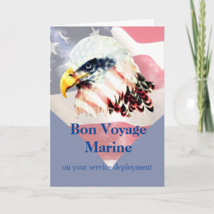 USA American Flag Bald Eagle Bon Voyage Marine Card