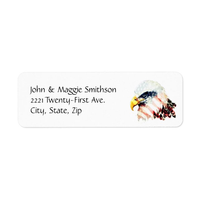 USA American Flag Bald Eagle Design Return Address Label (Front)