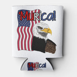 USA American Flag Bald Eagle: 'Murica! Funny Can Cooler