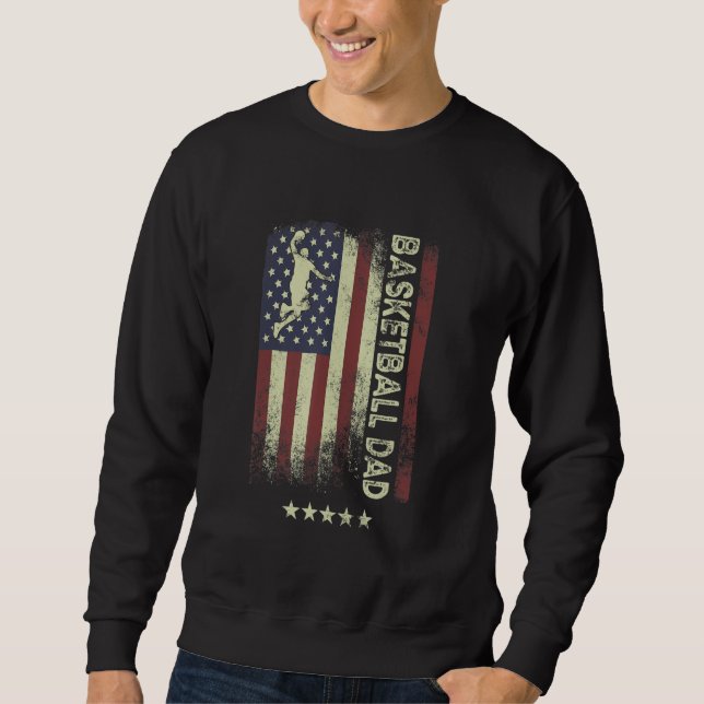 USA American Flag  Basketball Dad 1 Sweatshirt (Front)